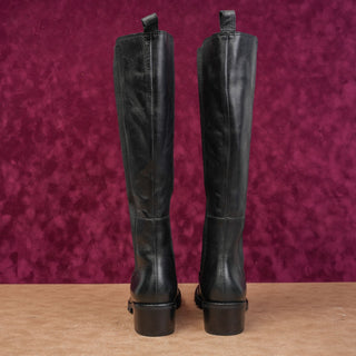Matisse Women Ryder Black Leather Slip-on Riding Flexible Knee Boots sz 6.5