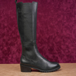 Matisse Women Ryder Black Leather Slip-on Riding Flexible Knee Boots sz 6.5