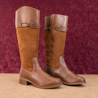 Clarks Women Carl Brown Suede Leather Riding Equestrian Tall Knee Boots sz 10