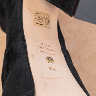 Stuart Weitzman Women SkyHigh Stretch Black Suede Platform Festival Boots sz 9.5