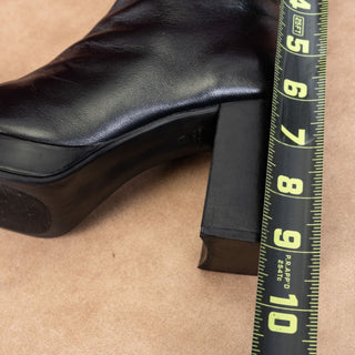 DMC Women France Vintage Retro 90s Black Leather Platform Boots sz 6US EUR36