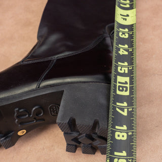 Paul Green Women Miller Black Leather Lug Sole Fashion Tall Boots sz 9US AUS 6.5