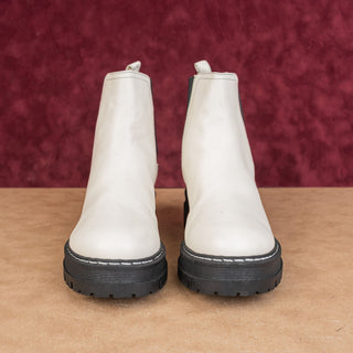 Marc Fisher Women Padmia Chelsea Retro Festival Platform White Leather Boots 8
