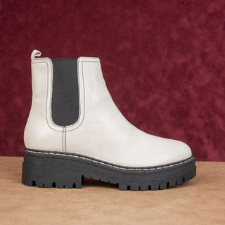 Marc Fisher Women Padmia Chelsea Retro Festival Platform White Leather Boots 8