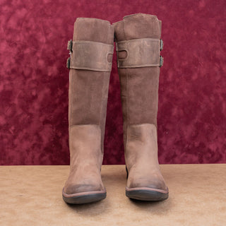 UGG Women Fashion Waterproof Brown Suede Zip Riding Knee Boots sz 6.5US EUR37.5