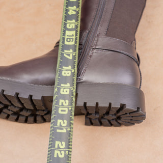 Tommy Hilfiger Wmn Dark Brown Faux Leather Riding Wide Fit Fashion Boots sz 8