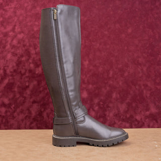 Tommy Hilfiger Wmn Dark Brown Faux Leather Riding Wide Fit Fashion Boots sz 8