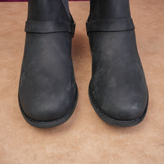 Teva Women Ellery Waterproof Harness Moto Low Heel Black Leather Boots sz 7