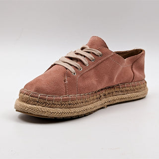 Zara Trafaluc Wmn Pink Suede Espadrille Platform Lace-up Sneaker 8-8.5US EUR39