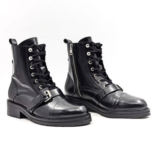 All Saints Donita Women Black Patent Leather Lace-up Combat boots 9.5US EUR40