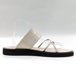 Paris Texas Women Brooklyn Single Toe Strap Leather Ivory Sandals sz 11US EUR 41