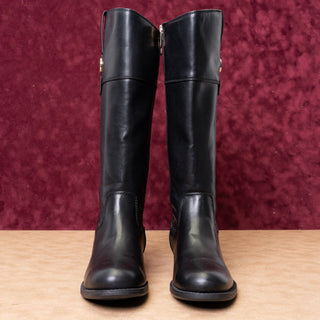 Tommy Hilfiger Women Vintage Retro Black Vegan Leather Zip Riding Tall Boots 9