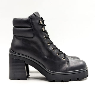 Jeffrey Campbell Women Hikes Black Leather Festival Platform Combat Boots size 7