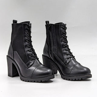 Torrid Women Black Elastic Faux Leather Sweater Wide Fit Moto Boot Boots Size 10.5WW