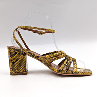 Paris Texas Women Carla Yellow Snake Leather Strappy Sandals size 7.5US 38EUR