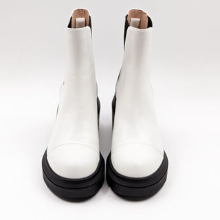 Stuart Weitzman Women Norah Chelsea White Leather Platform Boots size 7