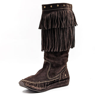 Roper Women Brown Suede Fringe Comfortable Cushion Festival Boots size 9