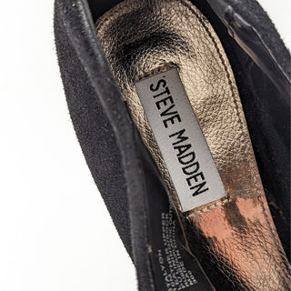Steve Madden Women Stalyon Black Suede Open Toe Booties Boots Size 10
