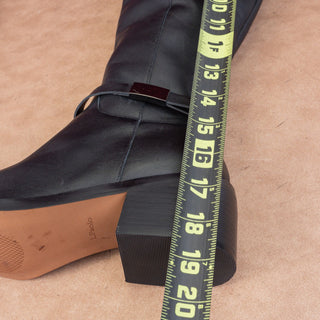 Linea Paolo Women Kamile Black Leather Buckle Knee Riding Fashion Boots sz 9