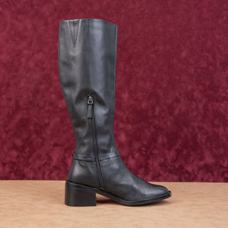 Linea Paolo Women Kamile Black Leather Buckle Knee Riding Fashion Boots sz 9