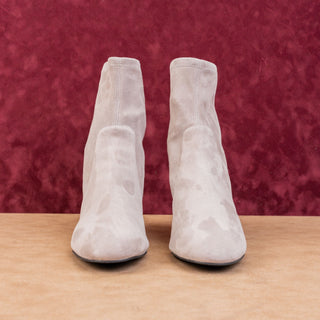 Stuart Weitzman Women Sofia Stretch Beige Suede Block Heel Ankle Boots sz 9.5