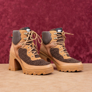 Sorel Women Brex Cozy Heel Waterproof Brown Leather Lace-up Ankle Boots sz 6.5