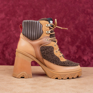 Sorel Women Brex Cozy Heel Waterproof Brown Leather Lace-up Ankle Boots sz 6.5