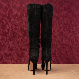 Veronica Beard Women Dali Black Suede Wide Calf Zip Party Fashion Knee Boots 9