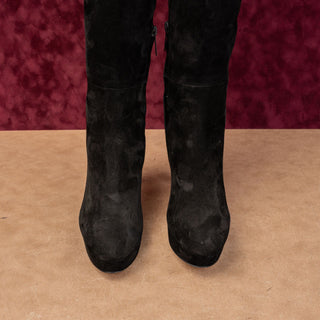Veronica Beard Women Dali Black Suede Wide Calf Zip Party Fashion Knee Boots 9