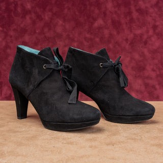 Boden Wmn Vintage Y2K Black Suede Suede Granny Victorian Lace up Boots 8US EUR38