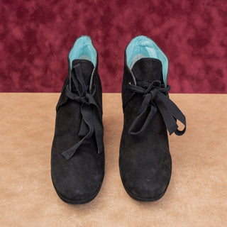 Boden Wmn Vintage Y2K Black Suede Suede Granny Victorian Lace up Boots 8US EUR38
