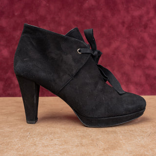Boden Wmn Vintage Y2K Black Suede Suede Granny Victorian Lace up Boots 8US EUR38