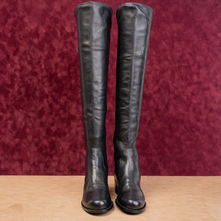 Stuart Weitzman Women Reserve Black Leather Back Stretch 5050 OTK Boots sz 7