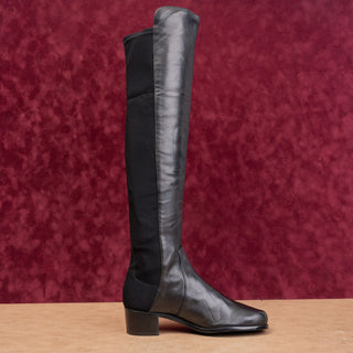 Stuart Weitzman Women Reserve Black Leather Back Stretch 5050 OTK Boots sz 7