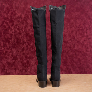 Stuart Weitzman Women Reserve Black Leather Back Stretch 5050 OTK Boots sz 7