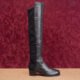 Stuart Weitzman Women Reserve Black Leather Back Stretch 5050 OTK Boots sz 7