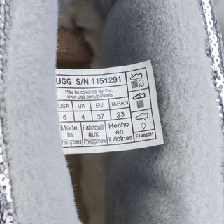 UGG Women Ultra Mini Mirror Ball Silver Sequin Winter Ankle Boots sz 6