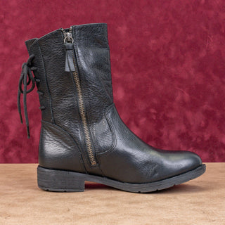 Sofft Wmn Sharnell Low Distress Black Leather Waterproof Back Lace-up Boots 6.5