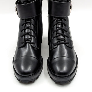 Michael Kors Women Tatum Vegan Black Leather MK Logo Combat Boots size 11