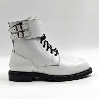 AllSaints Women Brigade Lace-up Zipper Lug Sole White Leather Boots sz 9US EUR39