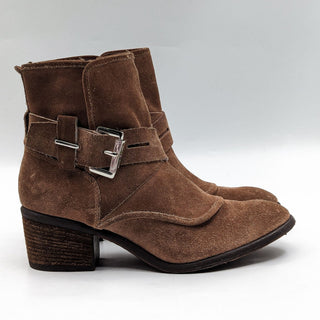 Donald Pliner Women Diem Brown Suede Western Buckle Ankle Booties Boots size 8