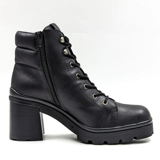 Jeffrey Campbell Women Hikes Black Leather Festival Platform Combat Boots size 9.5