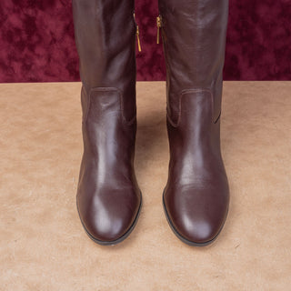 Michael Kors Women Dylyn MK Logo Leather Maroon Fashion Boho Boots sz 11