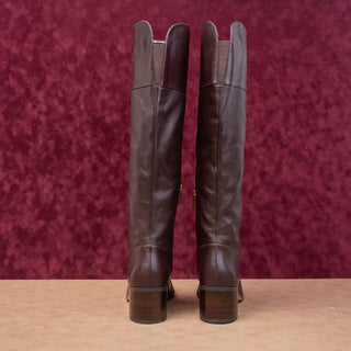 Michael Kors Women Dylyn MK Logo Leather Maroon Fashion Boho Boots sz 11