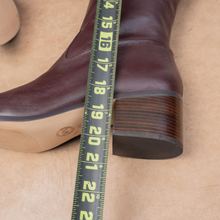 Michael Kors Women Dylyn MK Logo Leather Maroon Fashion Boho Boots sz 11