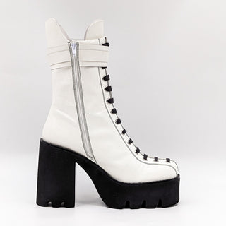 Jeffrey Campbell Women Viking Y2K 90s Retro White Platform Boots size 11