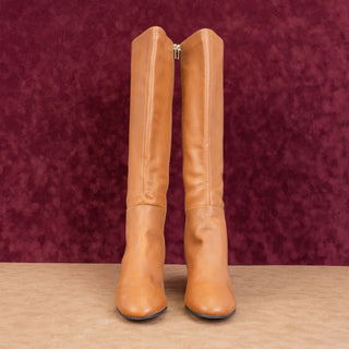 Joie Women Racquel Caramel Leather Zip Riding Fashion Knee Boots sz 10US