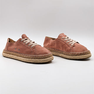 Zara Trafaluc Wmn Pink Suede Espadrille Platform Lace-up Sneaker 8-8.5US EUR39