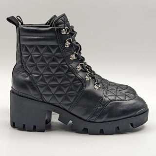 Schutz Cory Quilted Women Platform Lug Sole Lace-up Boots size 8B