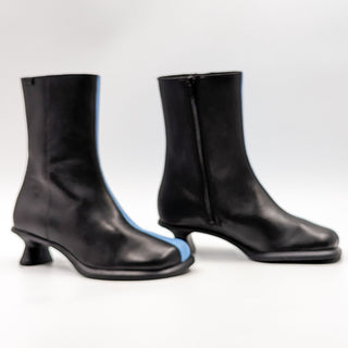 Camper Women Twin Color Black Blue Block Retro 90s Leather ankle Boots 6US EUR36